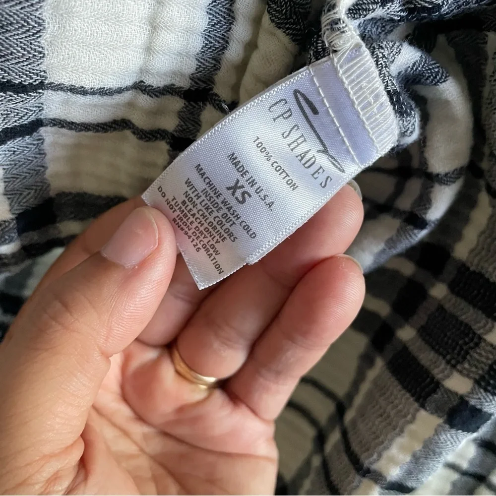 Free People x CP Shades Checkmate Plaid Shirt Dress Black Ivory Long Sleeve XS